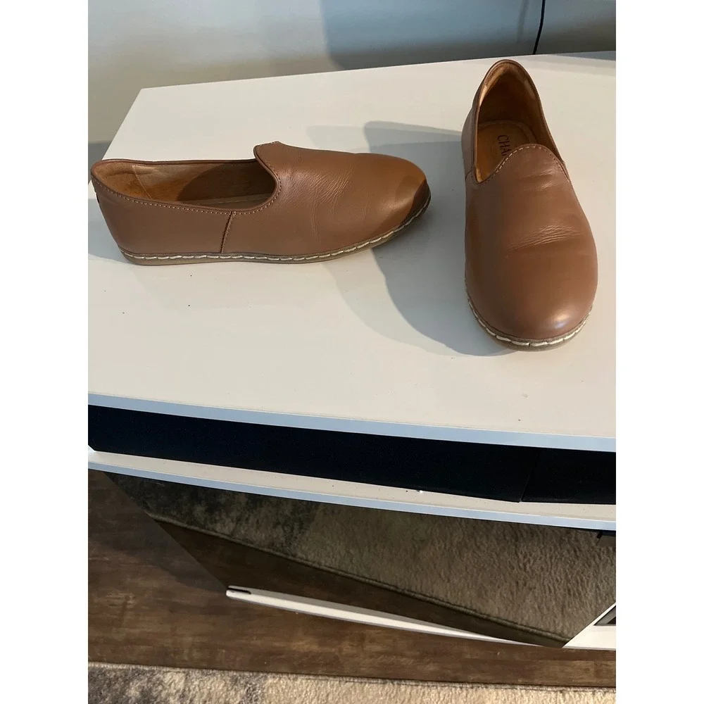 Charix Istanbul Artisan Leather Loafers Cognac Brown Slip On Flats Mens 46